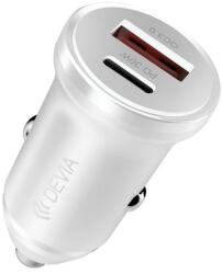 DEVIA SMART MINI autós töltő USB+Type-C aljzat (30W, PD gyorstöltő 3.0) FEKETE (ST112421)