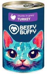 Beefy buffy Macskaeledel pulykadarabokkal szószban, 72% hústartalom, 415g