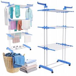  Függőleges ruhaszárító, összecsukható, 186cm magas, kék, 32m akasztófelület (Suszarka Pionowa Składana Niebieska) Ruhaszárító