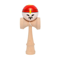 Flippy Jucarie Interactiva Kendama Rege, Original Super Sticky din Lemn - 18 CM , Joc de Indemanare pentru Copii si Adulti, Model - STICKY- 04 - Bicolor cu Maner Maro, Rosu Alb (teo-163831)