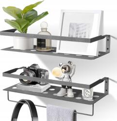 Uten Fém Fali Könyvespolc Szett, 2db, 40cm, törölközőtartóval (UtenFloatingShelveswhite)