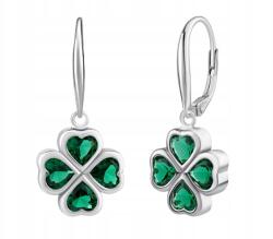 Silvego Ezüst lógós fülbevaló négylevelű lóherével, zöld cirkóniákkal