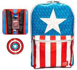 Loungefly Set rucsac si pin, Loungefly, Marvel, Capitanul America, 45 cm Geanta, rucsac laptop