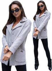  Halszálka mintás női blézer Elegáns Fehér Szürke Zsebek Viszkóz 40-es