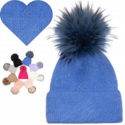 Majka Kék Gyapjú Sapka pomponnal Lengyel márkájú 60% Angora béléssel (Czapka Latina (polar) SD1495)