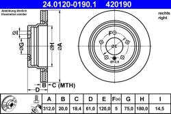ATE Disc frana BMW Seria 3 E36, Z3 E36 ATE 24.0120-0190.1 (24.0120-0190.1)