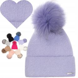 Majka Lila Gyapjú Sapka pomponnal Lengyel Márka 60% Angora (Czapka Latina (polar) Lawenda SD88)