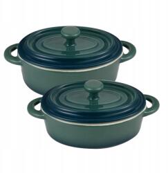Bergner Sütőedény fedővel kőedény Excalibur 2 db-os készlet zöld (BG-13366-GR)