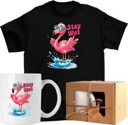 Bögre szett Póló stay wet flamingó madár Kész Ajándék 140 (AP44.67.140)