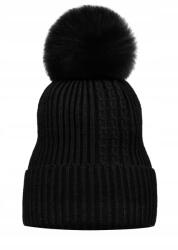 Majka Női Téli Sapka Pomponnal Télre Őszre Lengyel Márka Fekete (D-6 CZARNY)