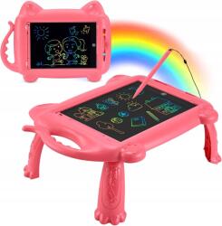  12 colos rajztábla gyerekeknek, eltüntethető rajzfelülettel, 2 az 1-ben asztalka, rózsaszín (B0CBMDB7GC)