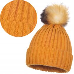 Majka Női Őszi-téli Sapka Meleg Pomponnal, Mézsárga