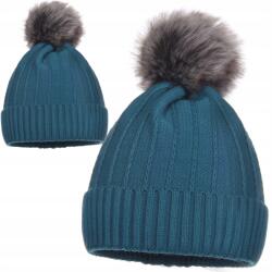 Majka Női Téli Sapka Téli Pomponnal Pompon Kötött Kék Tengeri