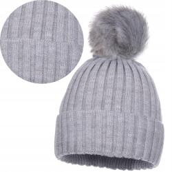 Majka Női Őszi-téli Sapka Pomponnal Meleg Szürke-szürke