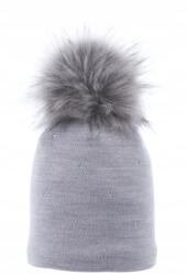 Majka Női Téli Sapka Pomponnal Bélelt Szürke Pompon Szőrme Majka