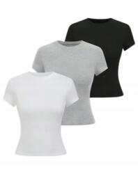 Shein Plus Size női póló, 3db-os szett, sima, rövid ujjú, Size 44