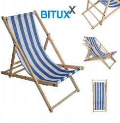 Bituxx napozóágy összecsukható strand szék fehér-kék csíkos kerti kemping szék (4250394543270)