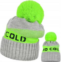 Majka Női Sapka So Cold Mintás Pompon Szürke Neon (CZAPKA DAMSKA ZIMOWA SO COLD)