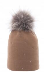 Majka Női Téli Sapka Pomponnal Bélelt Karamell Pompon Szőrme Majka