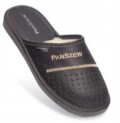 PanSzew Bőr Férfi Prémium Papucs Meleg Otthoni Cipő Fekete 40-46 (Wsuwane Papucie, Wygodne Laczki Wełniane)