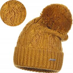 Majka Mézszínű Női Téli Sapka Pomponnal, Melegen Kitekerhető Téli Majka