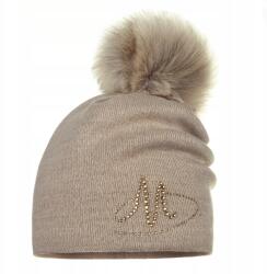 Majka Téli Bélelt Sapka Pomponnal, Sötét Bézs (100% AKRYL PODSZEWKA: 100% POLIESTER)