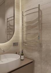  Elektromos törölközőszárító radiátor fürdőszobába, Rejtett, Falba Süllyesztett szereléssel, 80 cm-es, rozsdamentes acél (CE20508)