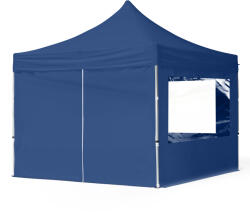 TOOLPORT Összecsukható pavilon, Aluminium, 3x3m, 4 oldalpanellel együtt, sötétkék Pavilon sátor, Piaci sátor, Pop up sátor - (59001)