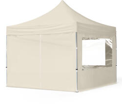 TOOLPORT Összecsukható pavilon, Aluminium, 3x3m, 4 oldalpanellel együtt, pezsgő szín Pavilon sátor, Piaci sátor, Pop up sátor - (59004)