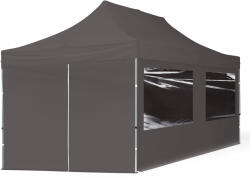 TOOLPORT Összecsukható pavilon, Aluminium, 3x6m, 4 oldalpanellel együtt, sötétszürke Pavilon sátor, Piaci sátor, Pop up sátor - (59025)