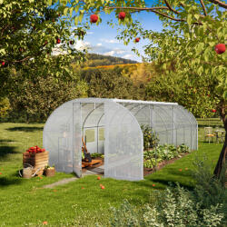 TOOLPORT Fóliás melegház, 3x6m, PE ponyva, fehér Fólia sátor - (8997)