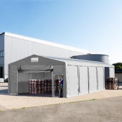 TOOLPORT Ipari sátor, 8x12m, PVC ponyva, szürke, padlókerettel, statikai megerősítés nélkül Raktár sátor - (79842)