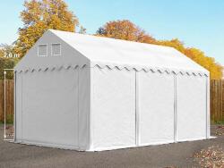 TOOLPORT Ipari sátor, 4x6m, PVC ponyva, fehér, padlókerettel, statikai megerősítés nélkül Raktár sátor - (7632BL)