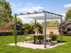 PRIMEYARD 3x3m Pergola, gyöngyházszürke, napvitorla, stone Bioklimatikus pergola - (400100)