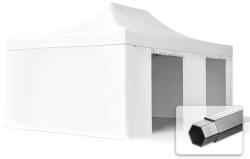 TOOLPORT Összecsukható pavilon, Aluminium, 4x6m, 4 oldalpanellel együtt, fehér Pavilon sátor, Piaci sátor, Pop up sátor - (578689)