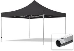 TOOLPORT Összecsukható pavilon, Aluminium, 4x4m, oldalpanelek nélkül, fekete Pavilon sátor, Piaci sátor, Pop up sátor - (59078)