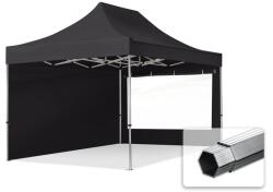 TOOLPORT Összecsukható pavilon, Aluminium, 3x4, 5m, 2 oldalpanellel együtt, fekete Pavilon sátor, Piaci sátor, Pop up sátor - (600213)