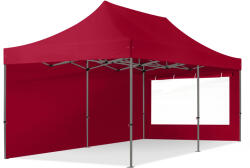 TOOLPORT Összecsukható pavilon, acél, 3x6m, 2 oldalpanellel együtt, piros Pavilon sátor, Piaci sátor, Pop up sátor - (600080)