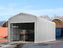 TOOLPORT Ponyva csarnok, 5x8m, PVC ponyva, szürke, statikai megerősítéssel (föld alap) Ponyva raktár - (38189)