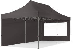 TOOLPORT Összecsukható pavilon, acél, 3x6m, 2 oldalpanellel együtt, sötétszürke Pavilon sátor, Piaci sátor, Pop up sátor - (600077)