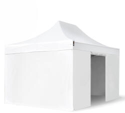 TOOLPORT Összecsukható pavilon, Aluminium, 3x4, 5m, 4 oldalpanellel együtt, fehér Pavilon sátor, Piaci sátor, Pop up sátor - (600193)