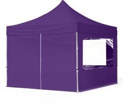 TOOLPORT Összecsukható pavilon, Aluminium, 3x3m, 4 oldalpanellel együtt, lila Pavilon sátor, Piaci sátor, Pop up sátor - (59010)