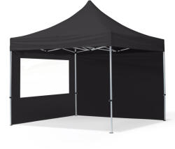 TOOLPORT Összecsukható pavilon, Aluminium, 3x3m, 2 oldalpanellel együtt, fekete Pavilon sátor, Piaci sátor, Pop up sátor - (59015)