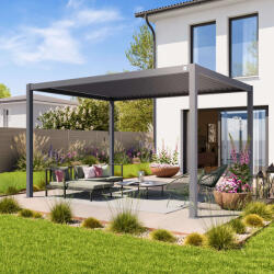 PRIMEYARD 3x4m Pergola, lamellás tetővel, gyöngyházszürke Bioklimatikus pergola - (400107)