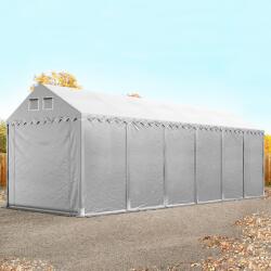 TOOLPORT Ipari sátor, 4x12m, PVC ponyva, szürke, padlókerettel, statikai megerősítés nélkül Raktár sátor - (49864)