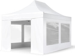 TOOLPORT Összecsukható pavilon, Aluminium, 3x6m, 4 oldalpanellel együtt, fehér Pavilon sátor, Piaci sátor, Pop up sátor - (582045)