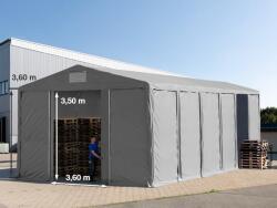 TOOLPORT Ipari sátor, 8x12m, PVC ponyva, szürke, padlókerettel, statikai megerősítéssel (beton alap) Raktár sátor - (94061)