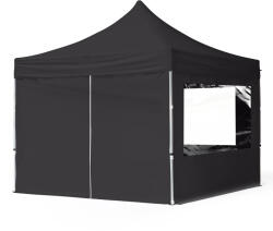 TOOLPORT Összecsukható pavilon, Aluminium, 3x3m, 4 oldalpanellel együtt, fekete Pavilon sátor, Piaci sátor, Pop up sátor - (59016)