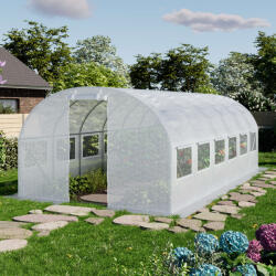 TOOLPORT Fóliás melegház, 3x6m, PE ponyva, fehér Fólia sátor - (8942)