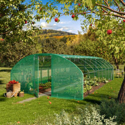 TOOLPORT Fóliás melegház, 4x8m, PE ponyva, zöld Fólia sátor - (8993)